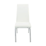 Set of 2 Leatherette Upholstered Side Chairs, White and Chrome B016P224568
