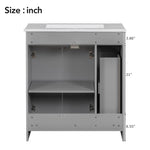 ZUN 30-Inch Grey Bathroom Vanity with Ceramic Sink Combo, Abundant Storage Cabinet - 2 Soft-close Doors WF532032AAE