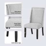 ZUN Hirima Modern Elegance Dining Chairs Set of 2 - Light Gray Upholstery with Matte Black Nailhead Trim T2574P248596