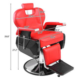 All Purpose Barber Chair Heavy Duty 440lbs Reclining Swivel Hydraulic for Barbershop Hair Salon, Red 51950622