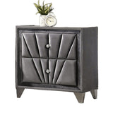 Gorgeous Gray Fabric Fully Upholstered Nightstand 1pc Bedroom Furniture Chrome Legs Bedside Table B2741P320906