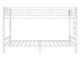 White Twin Bunk Bed Square Tube High Guardrail Side Ladder Opening Iron Bed 58697085