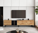 Modern TV Stand for 80'' TV with 3 Doors, Media Console Table, Entertainment Center with Large WF302939AAP