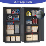 ZUN 71"H Metal Garage Storage Cabinet, Black Tool Steel Locking Cabinet with Doors and 3 Shelves, Tall 81017127