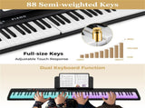 88-Key Semi-Weighted Foldable Digital Piano, 128.2722.865.08 cm Light-Up Keys Keyboard with 3 15404753
