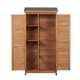 Outdoor Wooden Storage Shed with Metal Top Tall Vertical Tool Cabinet for Backyard Garden Patio Lawn W2640P291256