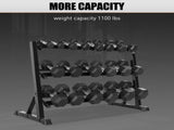 3-Tier Dumbbell Rack Stand Holds 5-50lb weights with a 1100 lb max capacity. Designed specifically T3772P352776