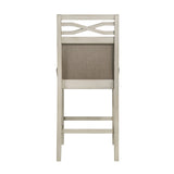 Counter Height Chairs Set of 2, Gray Finish Casual Country Style Fabric Upholstered Seat and Back B011P217880