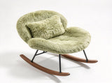 25.59"W x 33.66"D x 29.53"H Indoor Plush Rocking Chair, Soft Fluffy Lounge Rocker with White Metal 96056141