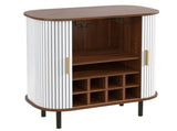 28" Fluted Wine Bar Cabinet with 8-Grid Wine Rack, 5-Level Adjustable Shelves, 2 Glass Holders, 96749371