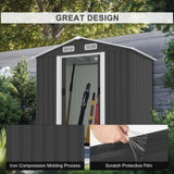 6 x 4 FT Outdoor Storage Shed, Metal Garden Storage House with Slanted Roof & Double Sliding Doors 10356971