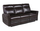 Luxury Power Reclining Sofa Recliner in Dark Brown Top-Grain Leather - Ultimate Comfort with Power B081107753