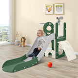 ZUN Kids Slide Playset Structure 5 in 1, Spaceship Set with Slide, Telescope and Basketball Hoop, Golf 03709127