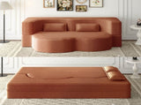 Modern Floor Sofa with 2 Pillows,Convertible Plush Corduroy Foam-Filled Sleeper Sofa Bed,15" Full 93794190