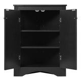 Black Triangle Bathroom Storage Cabinet with Adjustable Shelves, Freestanding Floor Cabinet for Home WF291467AAB