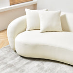 ZUN Modern Curved Sofa Mid-Century White Comfy Half Moon Teddy Fabric Couch,101" Upholstered with 4 W1765128374