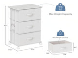 3 Drawers Rolling Fabric Dresser Mobile Nightstand Storage Cabinet with Wheels, White 93769896