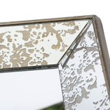 ZUN 24" x 24" Antique Silver Square Mirror with Floral Accents, Decorative Display Tray, Hanging Mirror, W2078124349