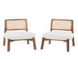 Modern Beige Lounge Chair with Woven Backrest, Sturdy Wooden Frame, Minimalist and N767P241728B