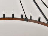 39.3 INCH Wood Wagon Wheel Chandelier Modern Farmhouse Pendant Light 20-Light Ceiling Hanging W5008P464781