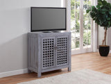 Farmhouse Inspired Accent Cabinet - Lattice Work Front, Distressed Grey Finish B081110876