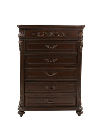 ZUN Antique Cherry / Antique Walnut Wooden 1pc Chest Of Drawers Storage Bedroom Furniture Unique Design B011P210738