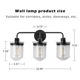 ZUN ll Sconces Set of 3 with Clear Glass Shade,Modern ll Sconce,Industrial Indoor ll Light Fixture for 77804163