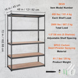 VEVOR Storage Shelving Unit, 5-Tier Adjustable, 2000 lbs Capacity, Heavy Duty Garage Shelves Metal T3342P311743