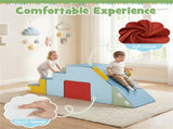 3 in 1 Toddler Soft Foam Climber with Slide, Convertible Velvet Play Set with Table & Chair, 12901682