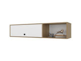 Roslyn Wall-Mounted Cabinet with Lift-Up Door, Open Compartments, Natural Oak and White B128P287526