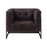 Antique Ebony and Rustic Oak Tufted Accent Chair B062P209163