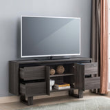 ZUN TV Stand with 4 Storage Drawers and 2 Door Center Shelving, Distressed Grey & Black B107130940