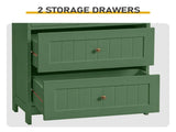2-Drawer 2-Cabinet-Door Vertical-Grain MDF Painted Bathroom Cabinet 23.62*11.81*43.31in Green 97113183