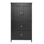 ZUN Bathroom Storage Cabinet, Cabinet with Two Doors and Drawers, Adjustable Shelf, MDF Board, Black 61107044