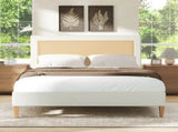 Haley Upholstered Cane-Back Platform Bed, Queen, Antique White Polyester B2719P238201