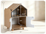 Natural & White Hidden Cat Litter Box Furniture, Elevated Cat Lounge Top Enclosed Cat Washroom 77964304