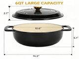 Cast iron 7.5QT cooking pot - Pure black - includes two silicone gloves - Enamel pot 77846550