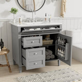 36'' Bathroom Vanity with Top Sink, Modern Bathroom Storage Cabinet with 2 Drawers and a Tip-out N710P230246E