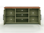 ZUN 67 inch TV Stand Console for TVs up to 80 inches, No Assembly Required, Sage Green and Fruitwood B108P160211