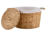 145L Round Laundry Hamper with Lid, Woven Natural Water Hyacinth Laundry Hamper 04563710