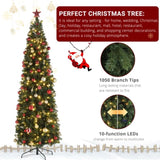 7.5ft Pencil Shape Automatic Tree Structure PVC Material 1090 Round Heads 350 Lights Warm Color With 58420987
