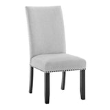 Modern Look 2pc Light Gray Finish Side Chair Fabric Full Back Upholstered Seat Nailhead Trim Accent B011P228162
