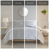 Full/Queen 3 Piece Tufted Woven Medallion Duvet Cover Set B035129155