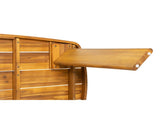 71" Outdoor Acacia Wood Dining Table, Teak Finish, Rounded End Rectangular Patio Wooden Table for N762P506193D