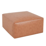 Square PU Leather Ottoman,Tan N757P180768T