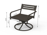 Set of 2 Powder-Coated Steel 360&deg Swivel Outdoor Dining Chairs with All-Weather Cushions, Black W1859P508643