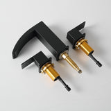 Bathroom Stainless Steel Faucets for Sink 3 Hole Matte Black 8 inch Widespread Bathroom Sink Faucet W1932P353511