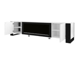 ON-TREND Modern TV Stand 34.2" Non-heating Electric Fireplace, High Gloss Entertainment Center 14602756