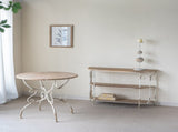 D31.5x31.5" Round Wooden Table with Metal Scrollwork Legs, White W2078P201127
