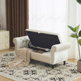 Velvet Multifunctional Storage Rectangular ottoman bench with 1 Pillow, Beige N769P186110B